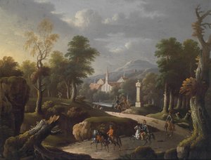 Mountainous Landscape with Travelers